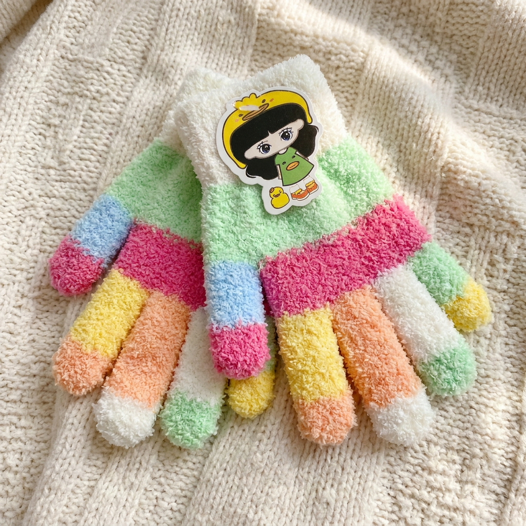 Kids' Colorful Fuzzy Gloves