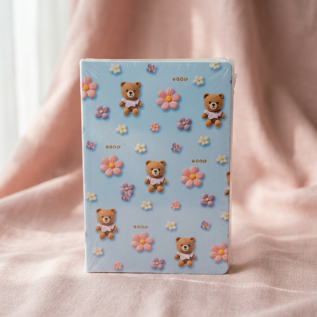 Floral Teddy Bear Hardcover Notebook 96-Sheet