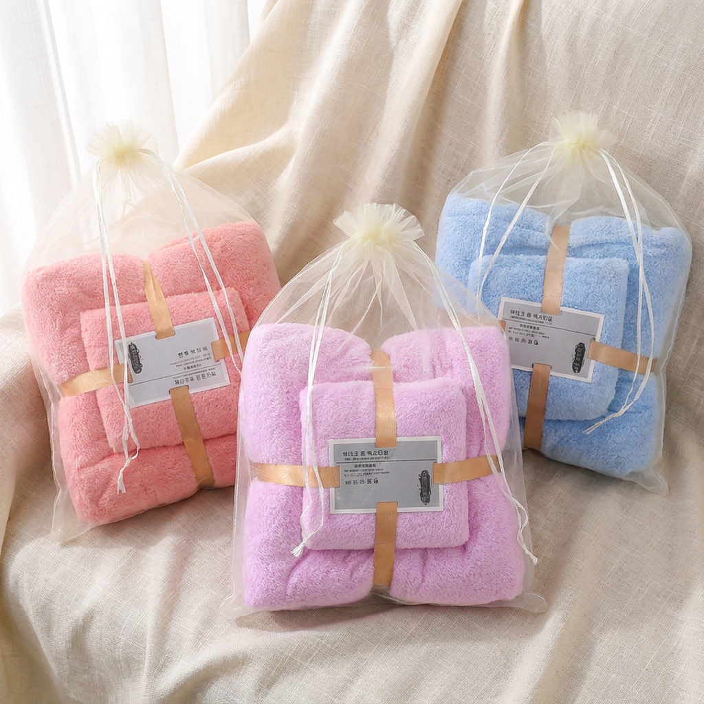 2pcs Soft Cotton Towel Set