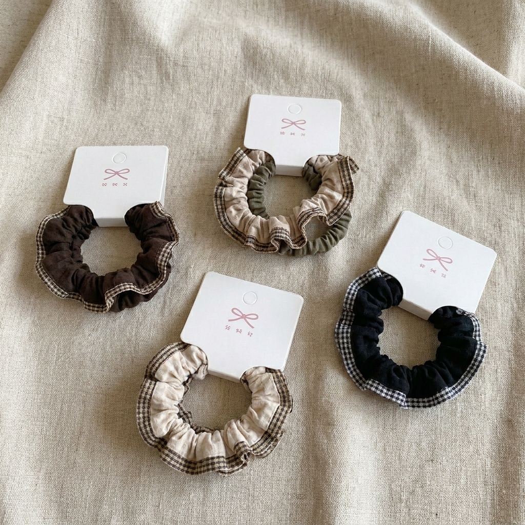 Plaid Ruffle Hair Ties 2pcs