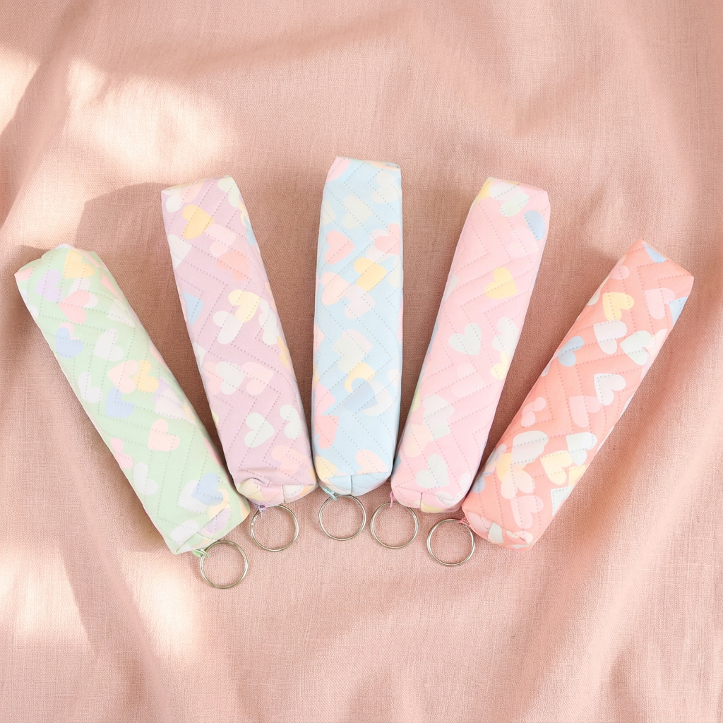 Quilted Heart Pencil Cases