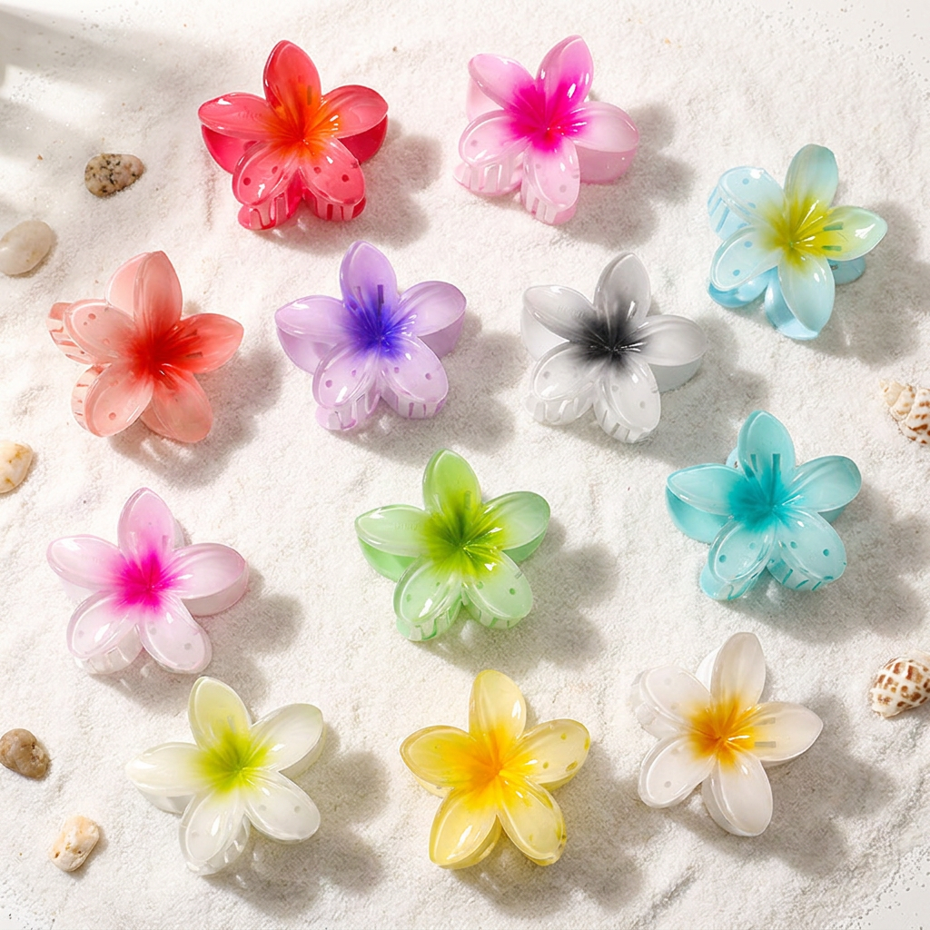 Frangipani Hair Bow Ties and Clips