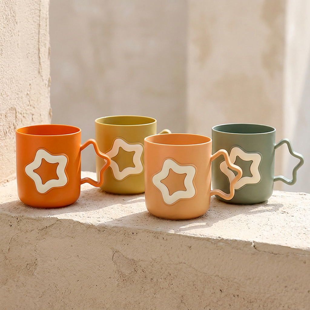 Plastic Star Mugs, 8oz, Multicolor