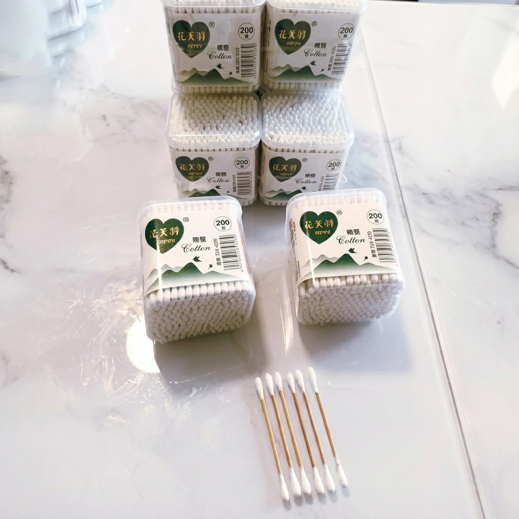 Bamboo charcoal square box cotton swabs 200pcs-723