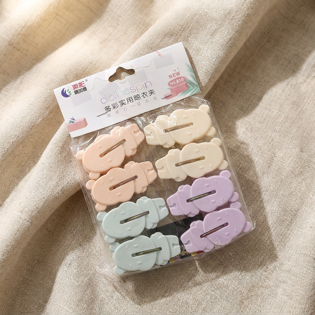 Bear-Shaped Plastic Clothespins Multicolor