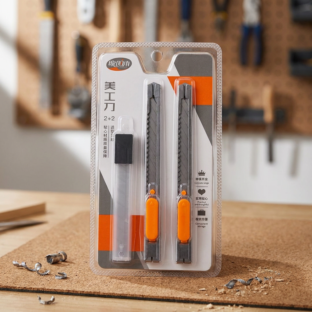 Orange Handled Stainless Steel Utility Knife Set