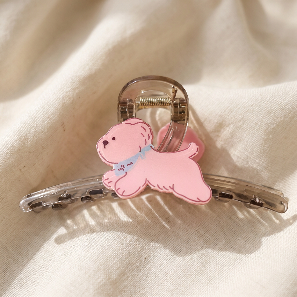 Pink Dog Acrylic Claw Clip 13cm