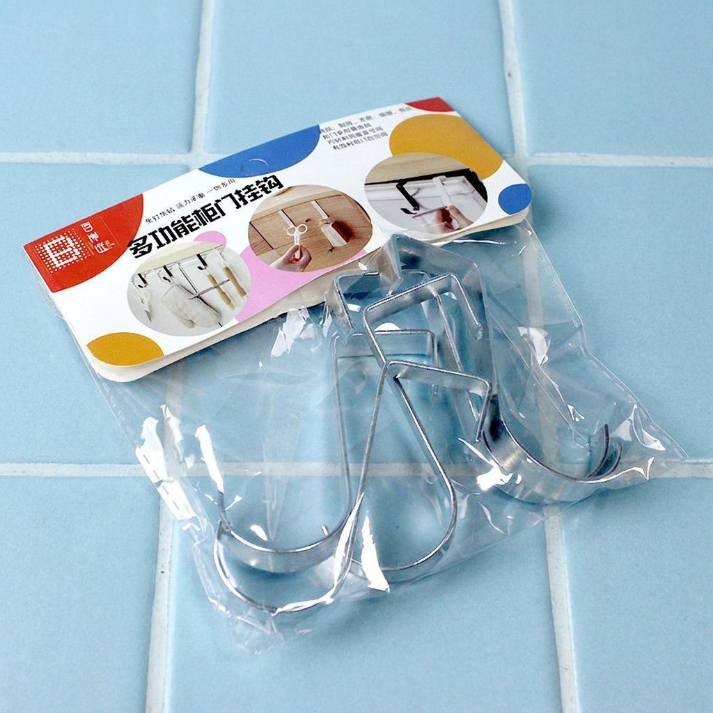 Silver Metal U-Shaped Cabinet Door Hooks