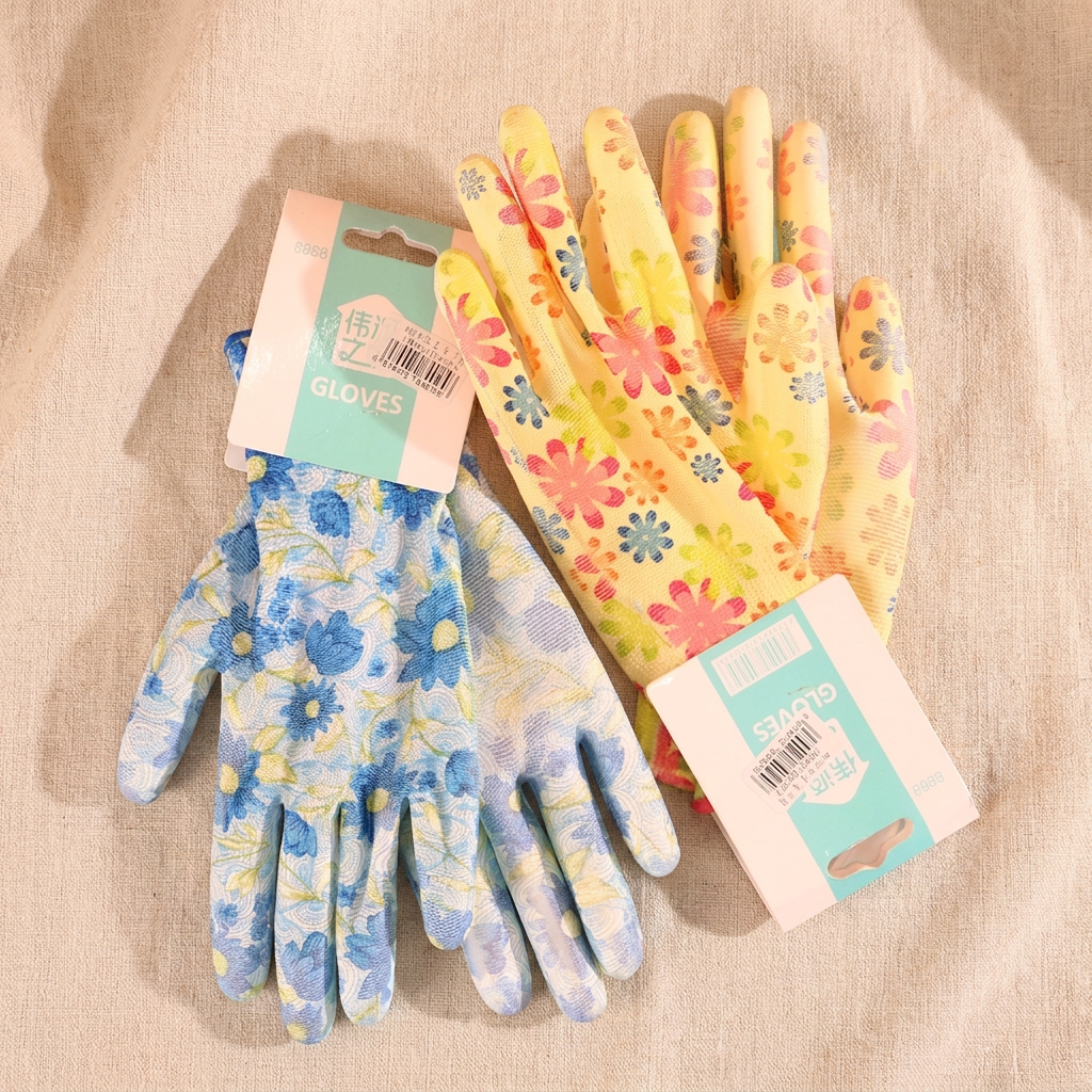 Floral Print Latex Gloves