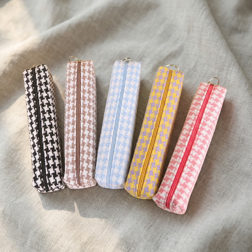 Houndstooth Canvas Pencil Cases