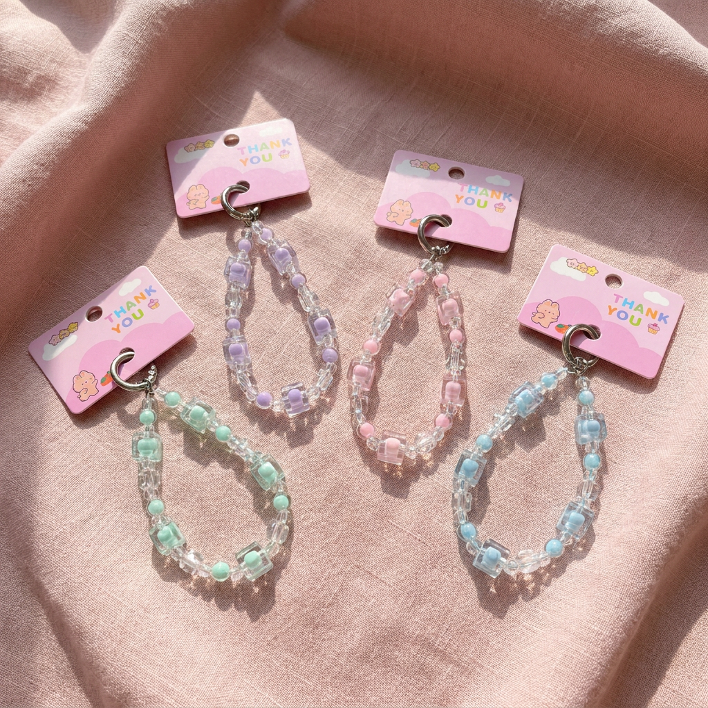 Crystal Square Bead Phone Charms