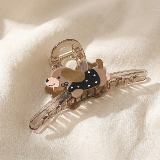 Dark Coffee Dog Acrylic Claw Clip 13cm